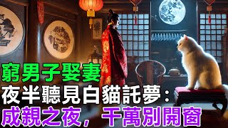 民間故事：窮男子娶妻，夜半聽見白貓託夢：成親之夜，千萬別開窗