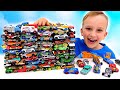 Vlad y Niki se divierten con coches de juguete | Desafío Hot Wheels City Slime