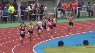 20180426091440 107年全國中等學校運動會田徑賽國中女800公尺決賽 高雄市福山國中 鐘巧懿 奪金牌、新北市五峰國中 潘邦鈺 奪銀牌、高雄市福誠高中 陳柏之 奪銅牌。