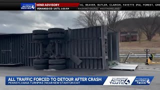 All traffic forced to detour after crash along Pa. Turnpike
