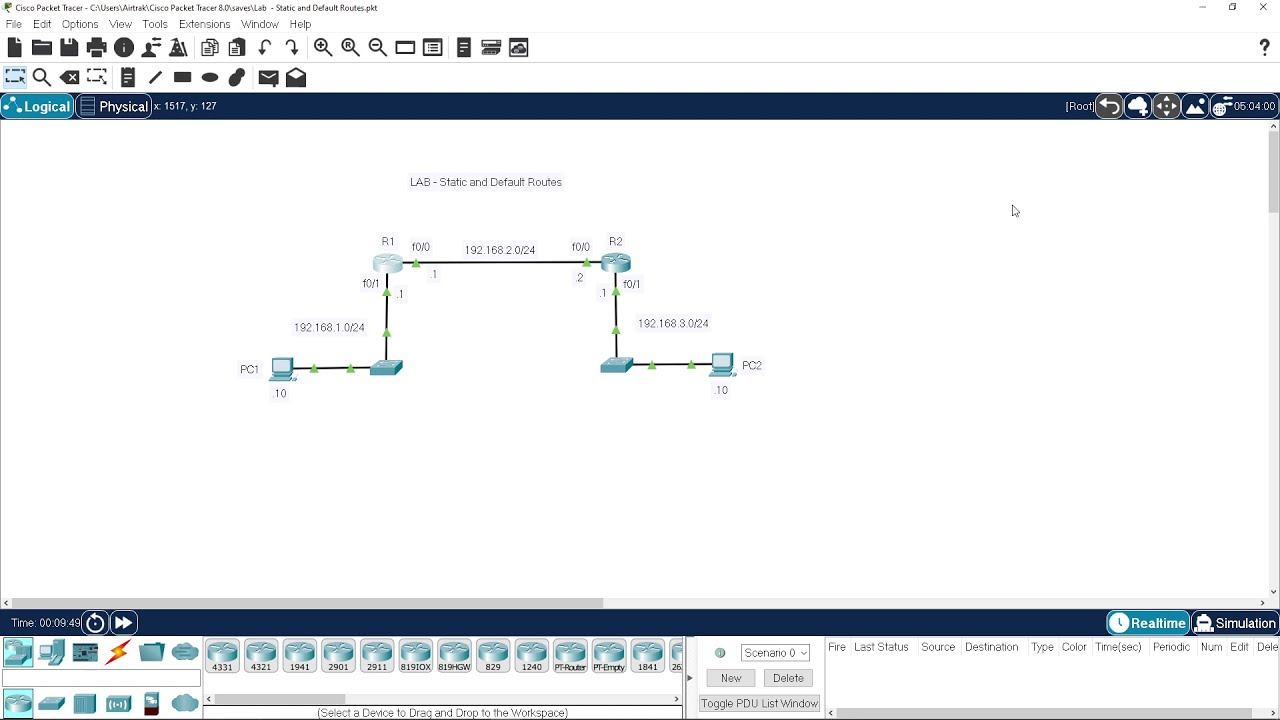 Cisco Netacad SRWE Course - Lab Static And Default Route Configuration ...