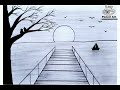 beautiful drawing of nature how to draw sketch of nature pencil drawing bird couple bridge boat