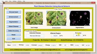 Matlab Code for Plant Disease Detectio using Neural Network
