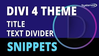 Divi 4 Title Text Divider 👍
