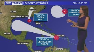 Sunday 10 p.m. tropical update: a new depression, plus Fred and Grace