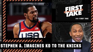 Stephen A. gets hyped about the idea of KD landing with the Knicks | First Take