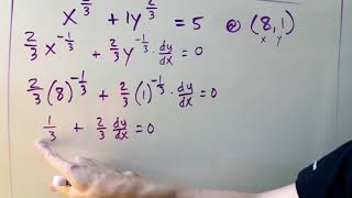 Equation of a tangent line using dy/dx