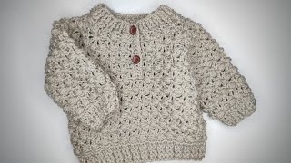 Crochet #96 How to crochet  Puffy  baby pullover / Part 2