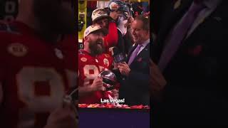 Travis Kelce takes page from Taylor Swift, sings to stadium crowd after Super Bowl 2024 win #shorts