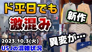 【USJど平日でも大混雑‼︎】ついにバックドラフトに異変が...今のユニバはこうだった‼︎秋のパークの注意点や新作グッズ大紹介♪2023年10月3日火曜日ユニバーサルスタジオジャパンの混雑状況