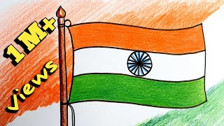 How to draw INDIAN FLAG step by step/Easy FLAG drawing/crayon colour drawing/