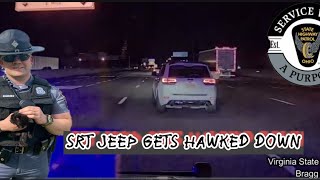 FUGITIVE IN JEEP SRT WRECKS DURING CHASE WITH VIRGINIA PD (police chase)