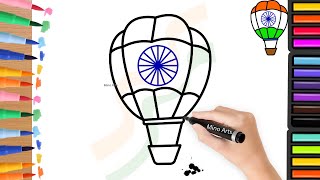 Tricolor Air Balloon Drawing || Republic Day Special Drawing@minoarts