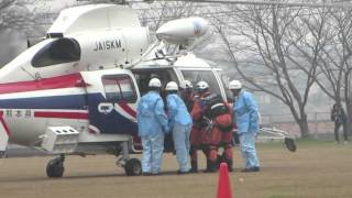 熊本県防災消防航空隊ヘリ「ひばり」救急搬送【平成27年度熊本市国民保護実動訓練】