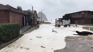 Large waves push into Cannon Beach
