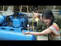 genius girl spent 7 days to repair the air pump of a motorcycle