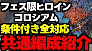 【条件付き全対応共通】フェス限ヒロインコロシアム条件付き全対応ネロミェール共通編成紹介！ずらしで楽々報酬回収！【パズドラ】