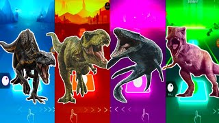 JurassicWorld Indoraptor🆚The Tyranosaurus🆚The Mosasaurus🆚The T-rex Coffindance Song TilesHop