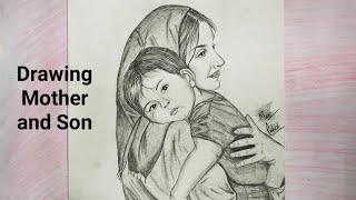 How to draw mother and baby for beginners | pencil sketch tutorial with measurement | Mother love ❤