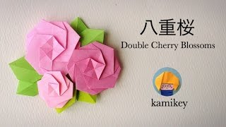折り紙 春の花のリース 桜 桃 梅 Spring Flower Wreath Cherry Blossoms Peach Blossoms Plum Blossoms