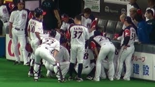 180728 試合前のファイターズ円陣の声出しは杉谷拳士！