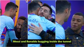 Cristiano Ronaldo meets Messi, Neymar and Mbappe inside the tunnel