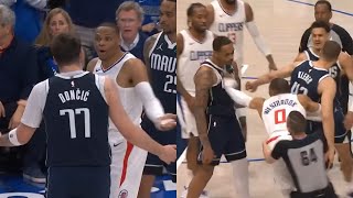 Russell Westbrook gets ejected for pushing Luka Doncic and trying to fight Mavs 😳