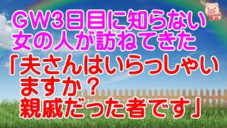 【スカッとする話 Ⅱ】ＧＷ３日目に知らない女の人が訪ねてきた「夫さんはいらっしゃいますか？親戚だった者です」【衝撃的な話】（スカッとんCH）