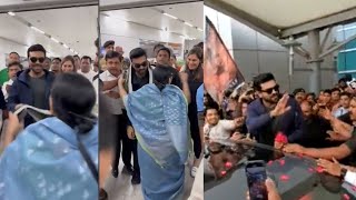 Ram Charan Receives Grand Welcome at Delhi Airport | RRR Won Oscar Award | Manastars