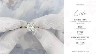 Lily Arkwright - Custom Lulu 3.34ct / 10x8mm Elongated Cushion Cut Moissanite 18ct Yellow Gold Ring