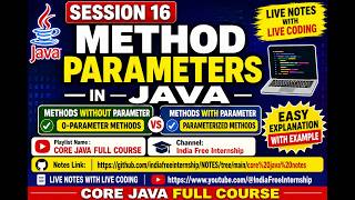 16. Method Parameters in Java | Methods With & Without Parameters | session 16