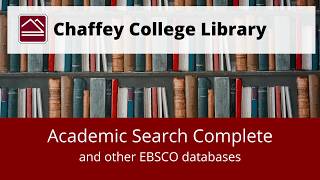 Basic Ebsco tutorial