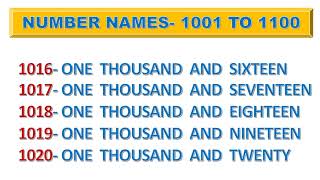 Number Names- 1001 to 1100 |MSK Kids Class
