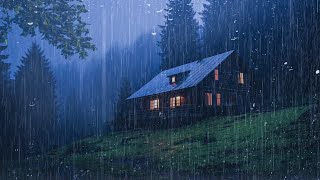 HEAVY RAIN at NIGHT on Roof to Sleep Deep and Sleep Fast ⚡Study,Relax, Reduce St