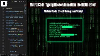 Matrix Code Typing Hacker Animation | Realistic JavaScript Coding Effect 🔐