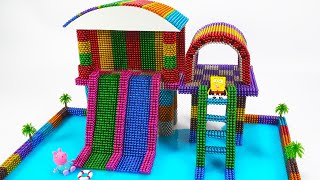 ASMR - DIY How To Build Swimming Pool Playground From Magnetic Balls (Satisfying) | Magnet Crafts