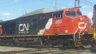 CN 2845 Leads a Freight, West Chicago, IL, 6/8/16