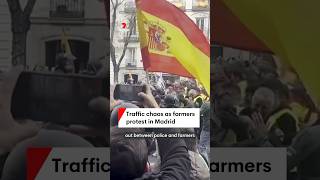 Traffic chaos as farmers protest in Madrid