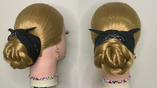 Simple French Bun Hairstyle Step By Step😍 Nour hairstyles #64