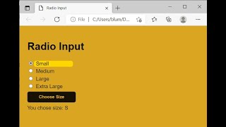 HTML CSS JavaScript Demo: Radio Buttons -- Version 1
