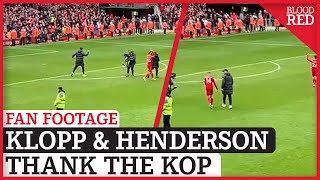 Jurgen Klopp FIST PUMPS & Henderson Thanks Anfield | FAN FOOTAGE | Liverpool 2 0 Watford