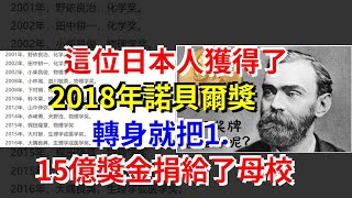 這位日本人獲得了2018年諾貝爾獎，轉身就把1.15億獎金捐給了母校，[科學探索]