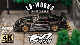 Mini GT 1:64 - MAZDA RX-7 (FD3S) x LB-Super Silhouette Liberty Walk l Cinema Shot 4K Die-cast