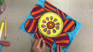 Kinder and 1st Grade Radial Balance Flower Art Lesson