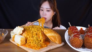 KOREAN ASMR l CARBO Fire NOODLES CHEESE HOTDOG MUKBANG EATING SHOW !