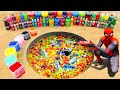 Spiderman & Giant Toothpaste Eruption from Big Hole with Cement, Orbeez, Fanta, Coca Cola and Mentos