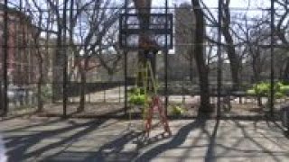 NYC removes bball hoops to enforce social distance