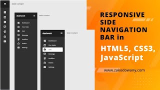Responsive Side Navigation Bar in HTML CSS And JavaScript | Dashboard Sidebar Menu