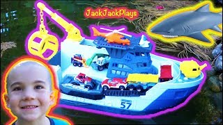 Unboxing Matchbox Shark Ship Toy for KIDS! Truck Toys \u0026 Boat Pretend Play | JackJackPlays