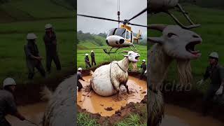 Farmer's rescued a heavy goat stuck in mud🙏 #humanity #animals #rescueanimals #goat #veterinary